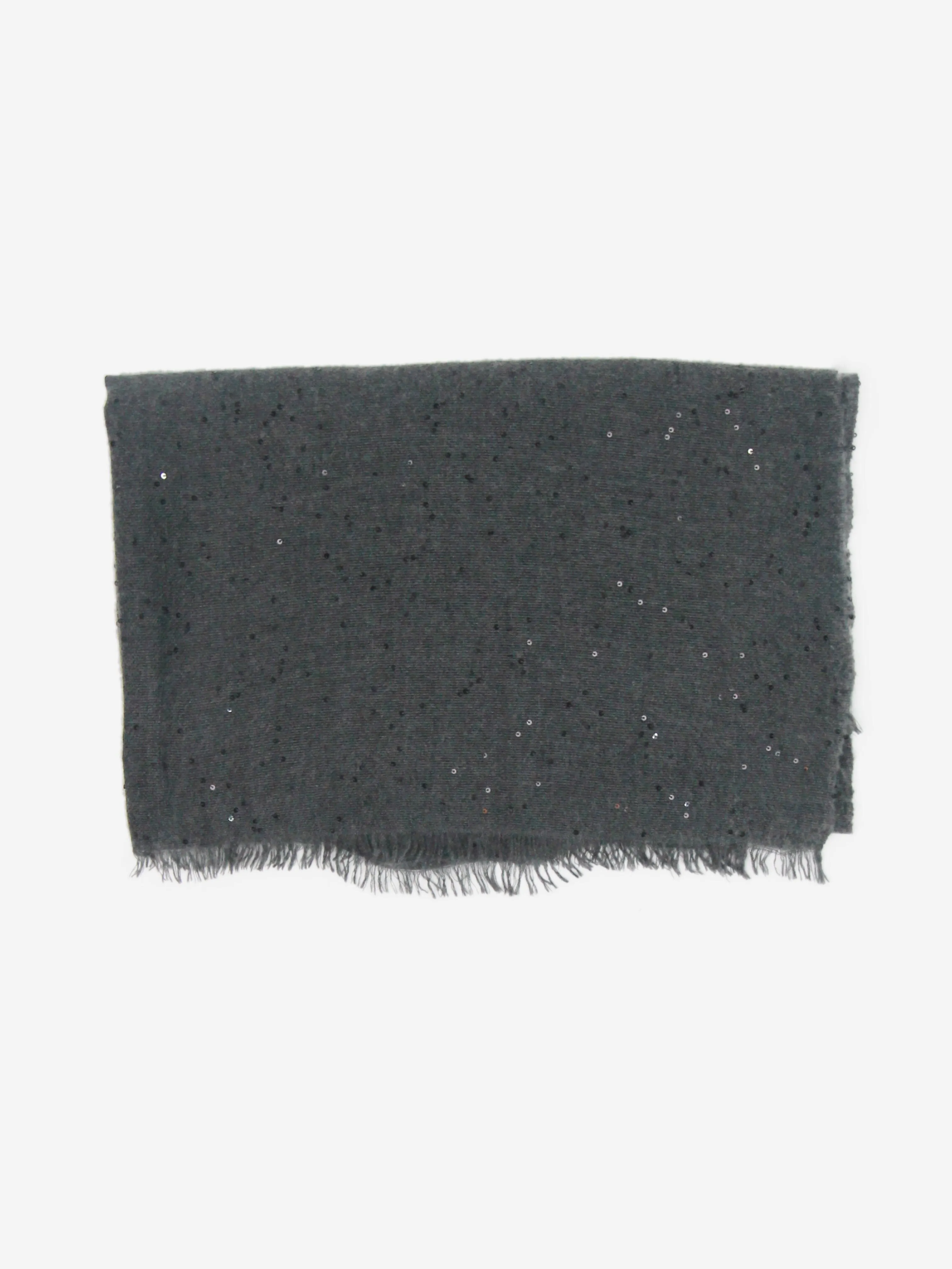 Grey fringed sequin scarf