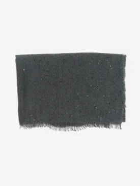 Grey fringed sequin scarf