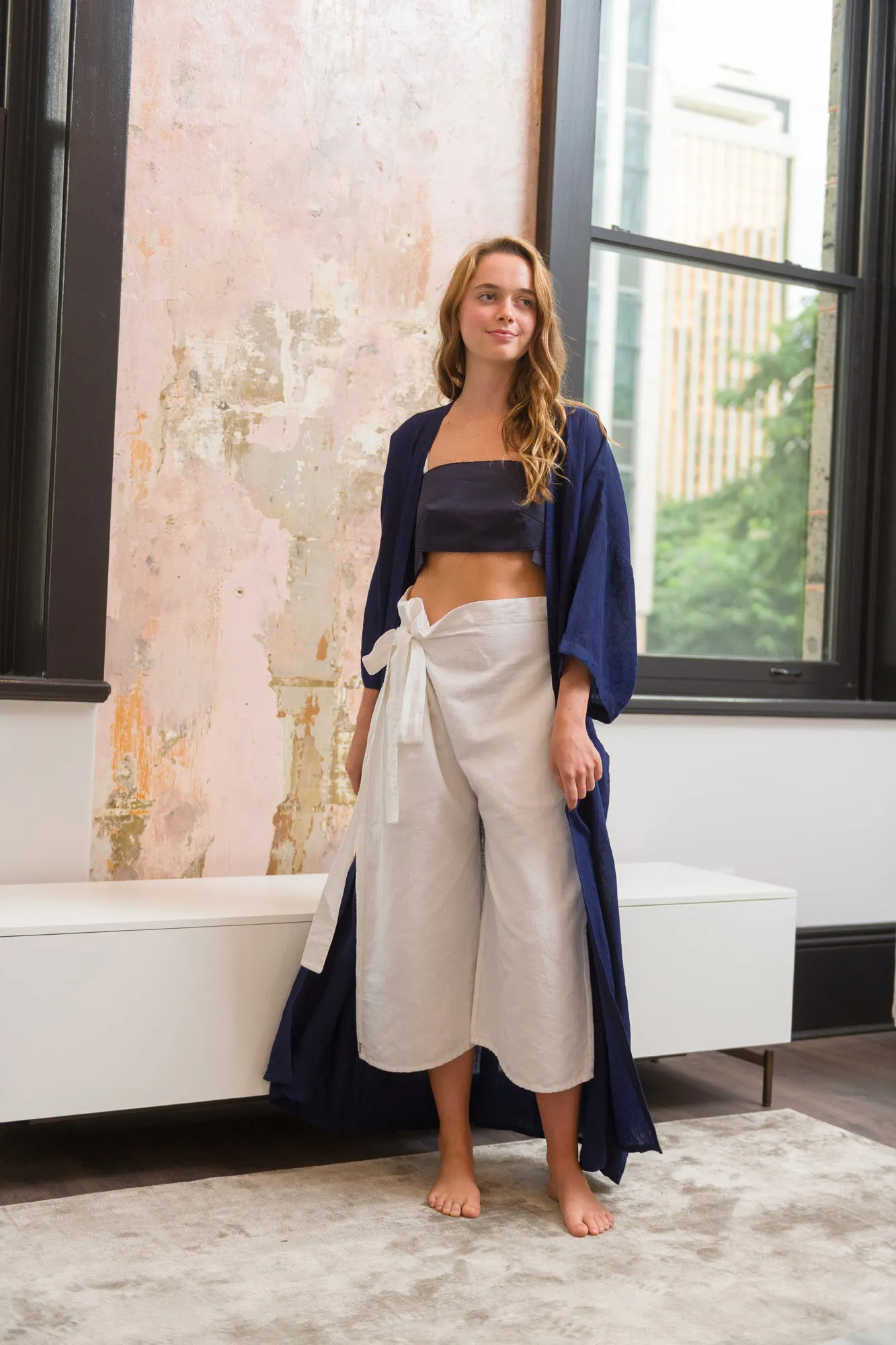 Handwoven Cotton-Linen Blend Petal Pants