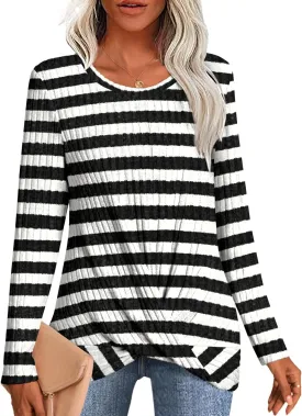 HOTGIFT Women's Pullover Sweaters Winter Tunic Tops Long Sleeve Crewneck Shirts Casual Comfortable Blouse