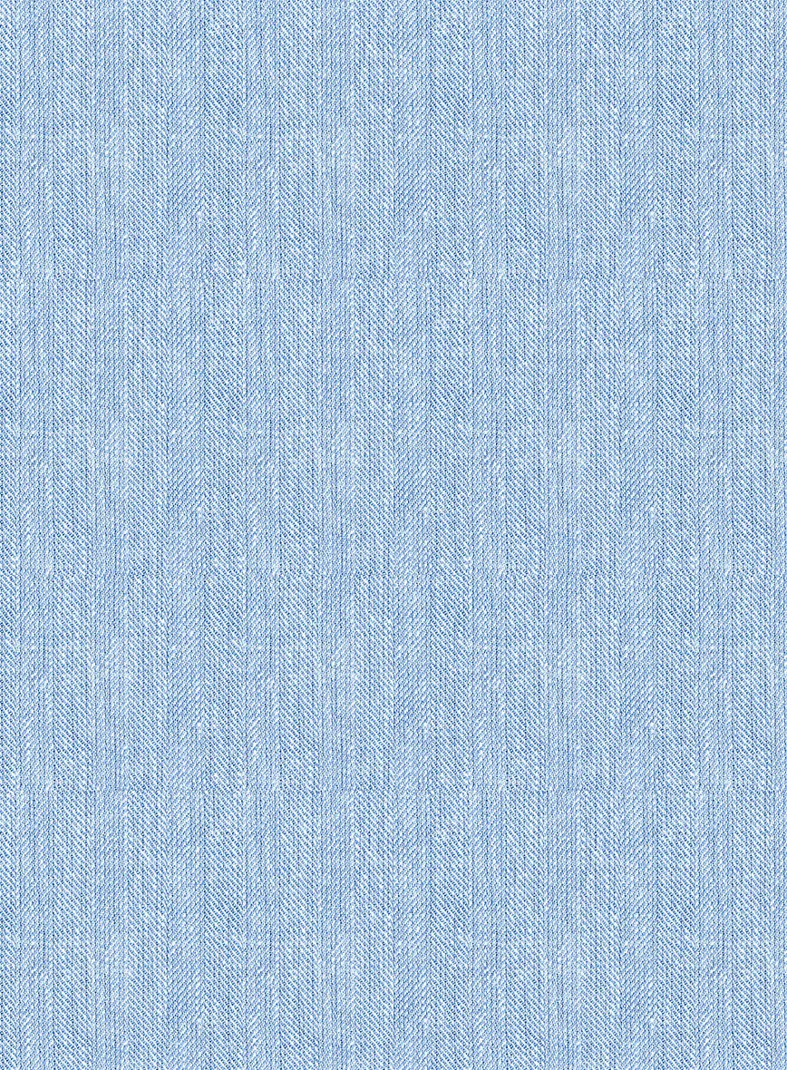 Italian Prato Blue Herringbone Linen Pants