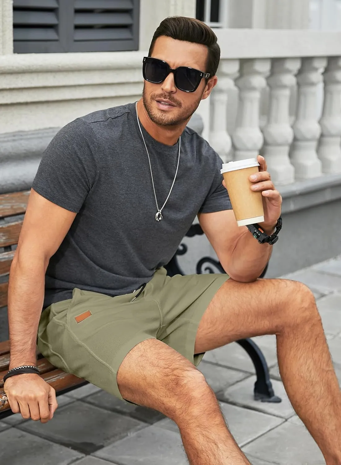 JMIERR Men's Casual 5"/ 7" Shorts Waffle Elastic Waist Drawstring Workout Running Jogging Beach Sweat Shorts with Pockets