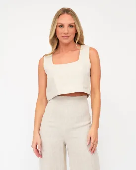 Kara Linen Top - Oatmeal