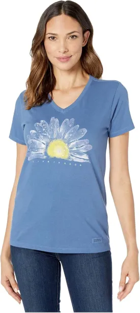 Life is Good Women's Crusher Tee, Short Sleeve Cotton Graphic T-Shirts, Watercolor Daisy Birds