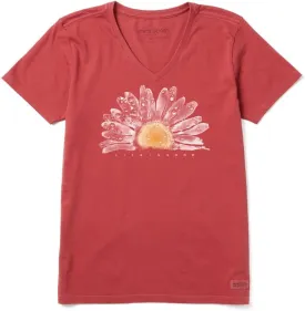 Life is Good Women's Crusher Tee, Short Sleeve Cotton Graphic T-Shirts, Watercolor Daisy Birds