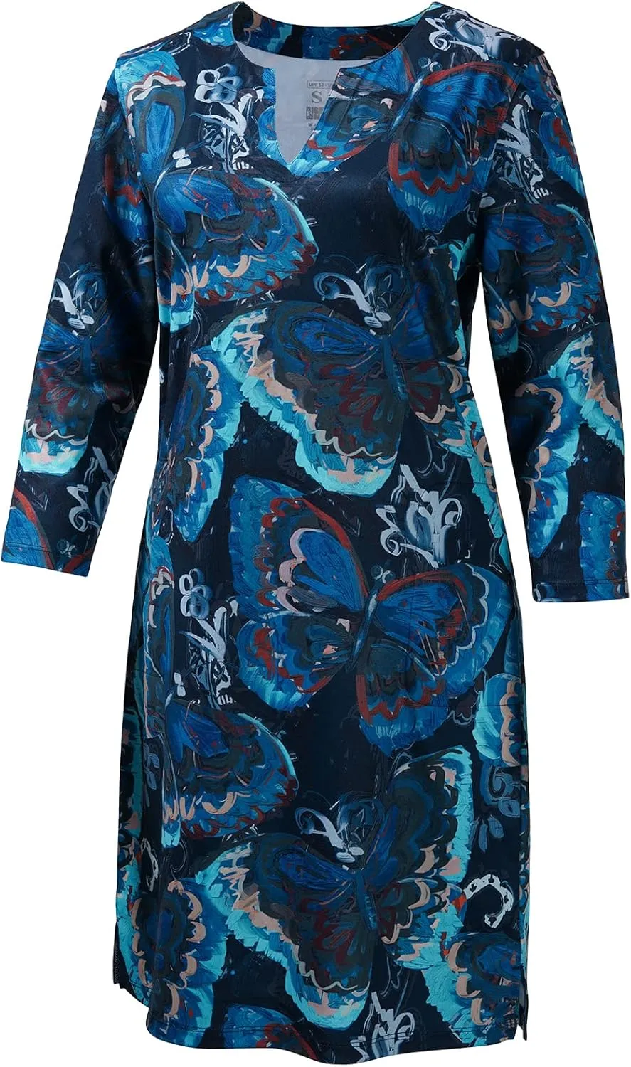 Lightbare Womens 3/4 Sleeve Dress with Pockets UPF 50  Casual Sun Dress Breathable Quick Dry for Beach Hiking Outdoors Party