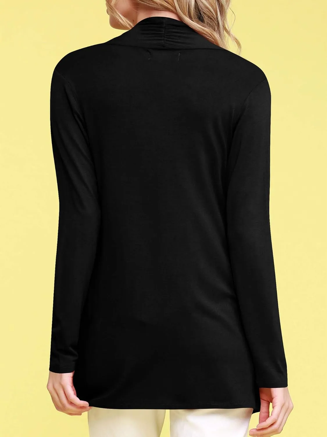 Lock and Love Women's Draped Front Open Asymmetrical Cardigan - Casual Long Sleeve Lightweight Duster