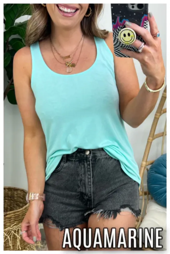 Lyza Rounded Hem Flowy Tank - FINAL SALE