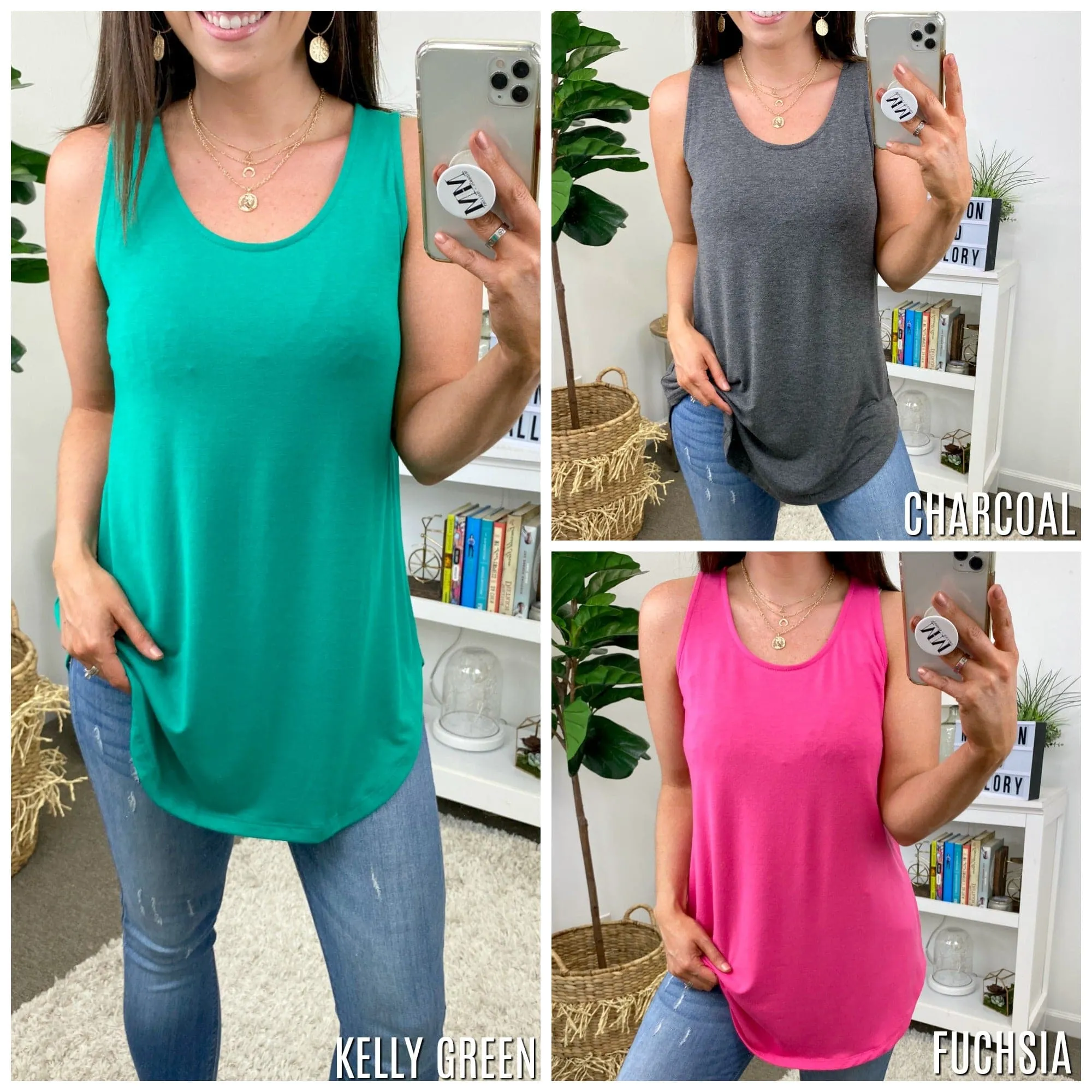Lyza Rounded Hem Flowy Tank - FINAL SALE
