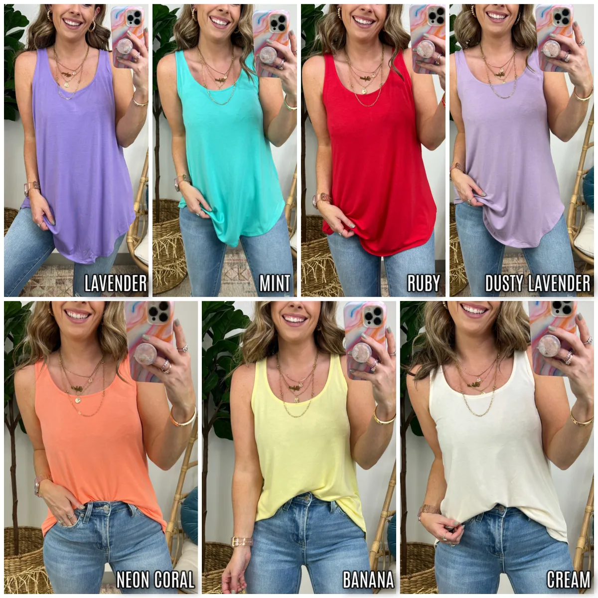 Lyza Rounded Hem Flowy Tank - FINAL SALE