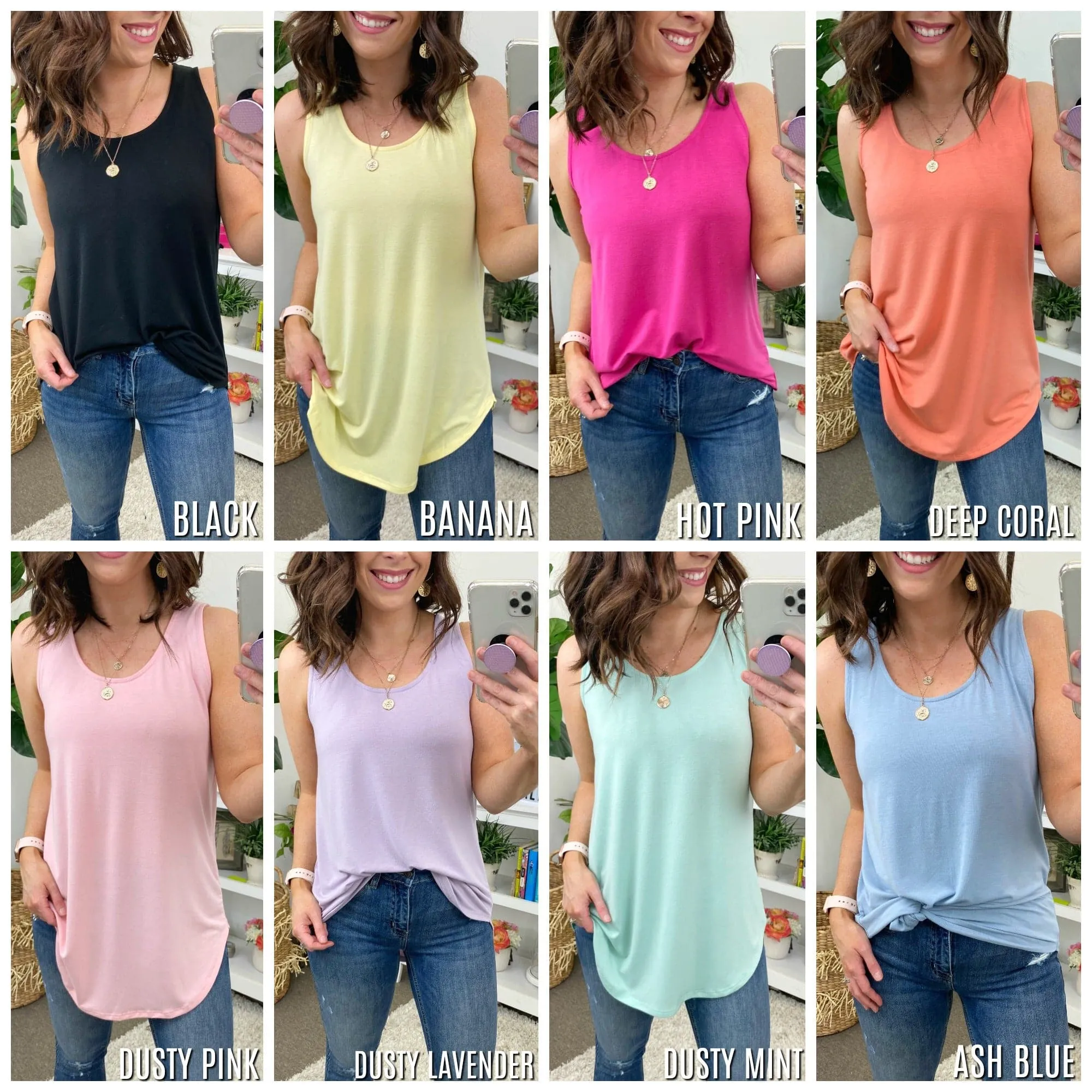 Lyza Rounded Hem Flowy Tank - FINAL SALE
