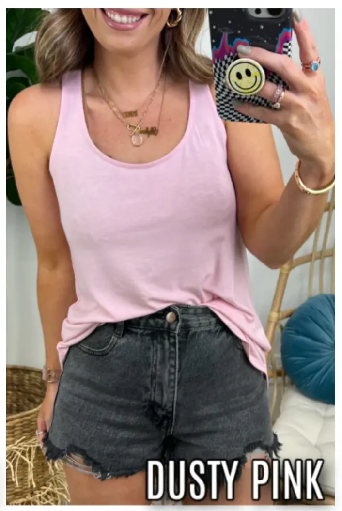 Lyza Rounded Hem Flowy Tank - FINAL SALE