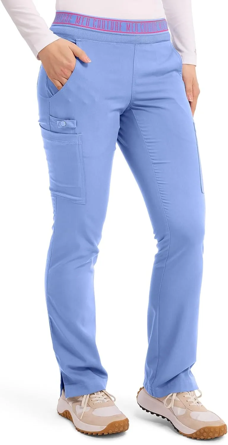 Med Couture Women's Yoga Pull-On Pant with 7 Pockets Ultra-Soft Rib-Knit Waistband and 2-Way Stretch Technology - MC7739