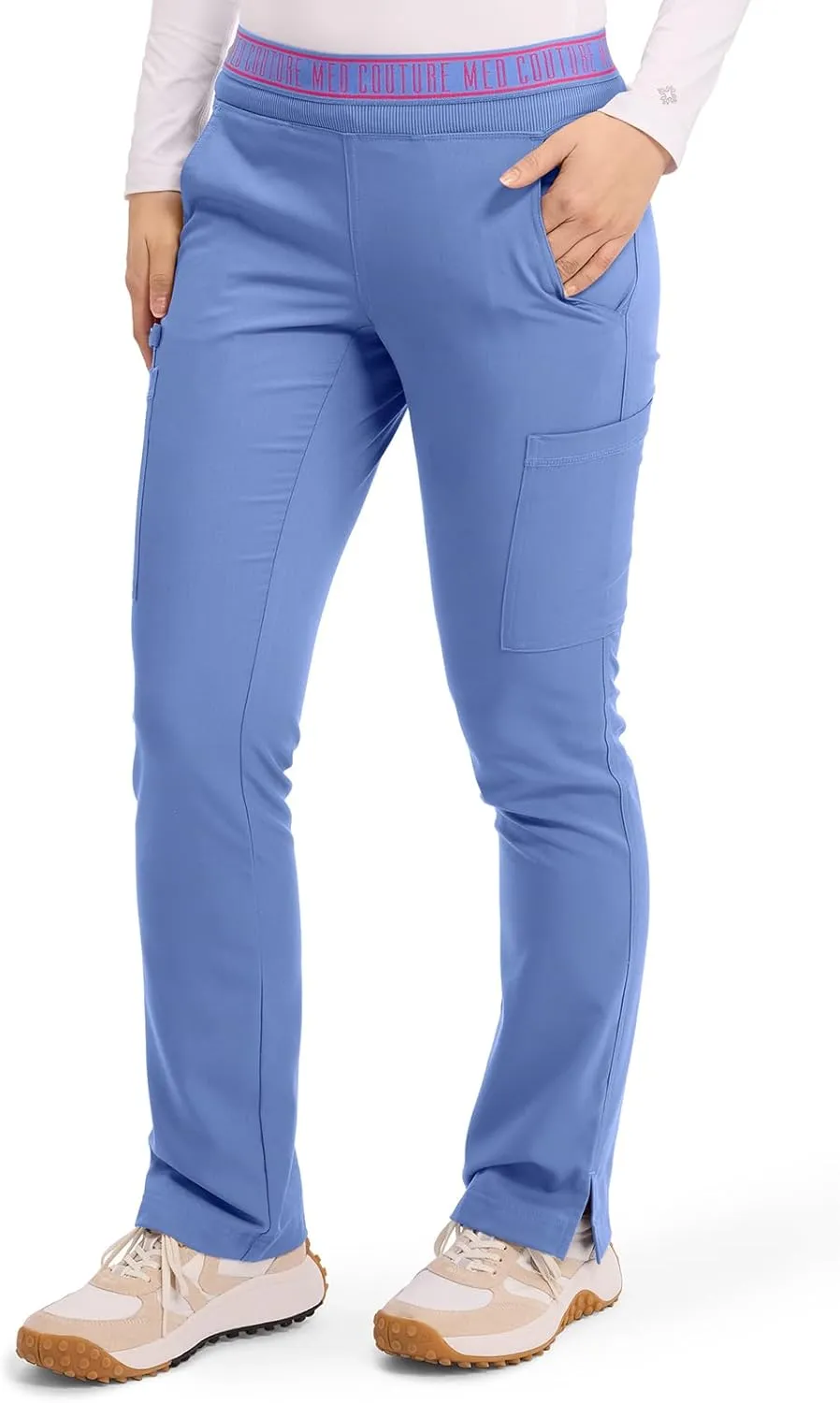 Med Couture Women's Yoga Pull-On Pant with 7 Pockets Ultra-Soft Rib-Knit Waistband and 2-Way Stretch Technology - MC7739