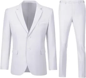 Men's Slim Fit 2 Piece Suit Set,Two Button Blazer Jacket Vest Pants Tuxedo Set for Prom Wedding and Business