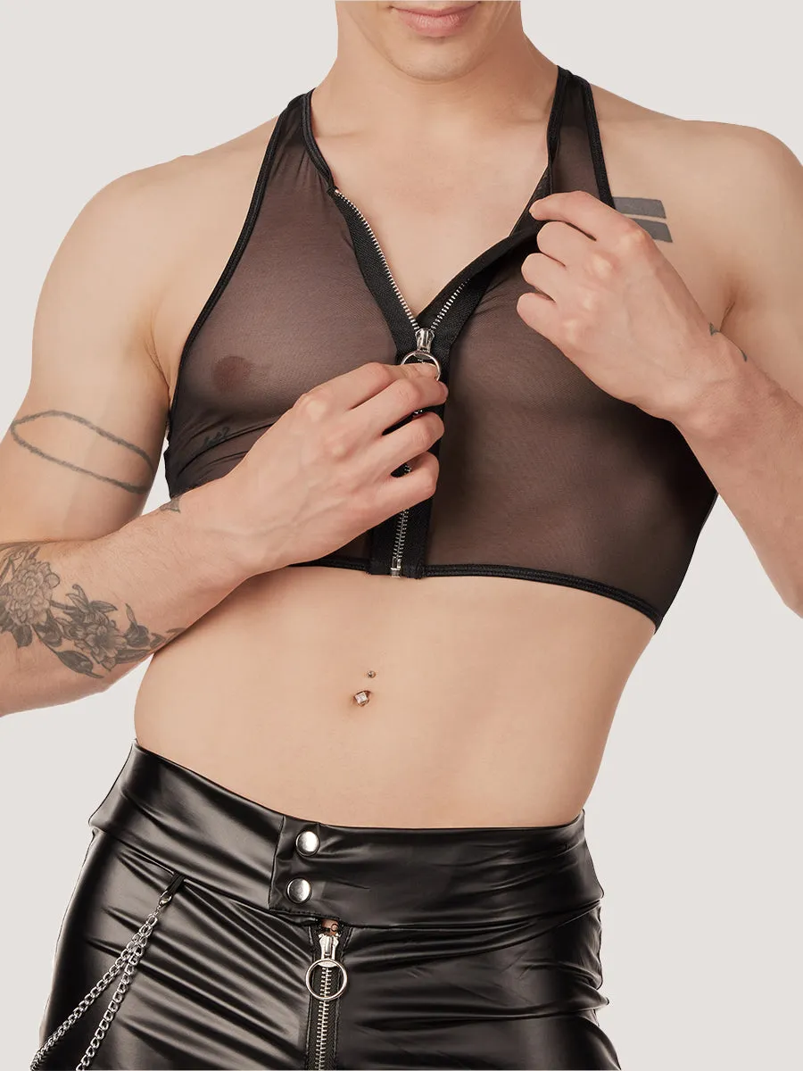 Mesh Zip Crop Top