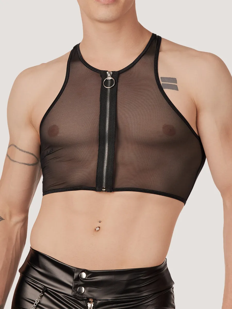 Mesh Zip Crop Top