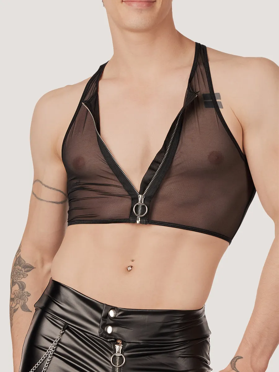 Mesh Zip Crop Top