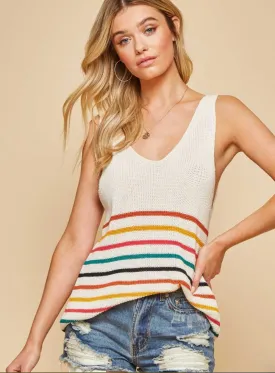 Multicolor Striped Knit Tank