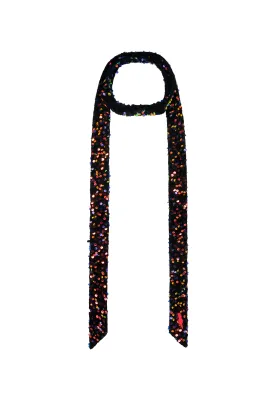 Navy Velvet Sequin Surplus Fabric Skinny Neck Tie