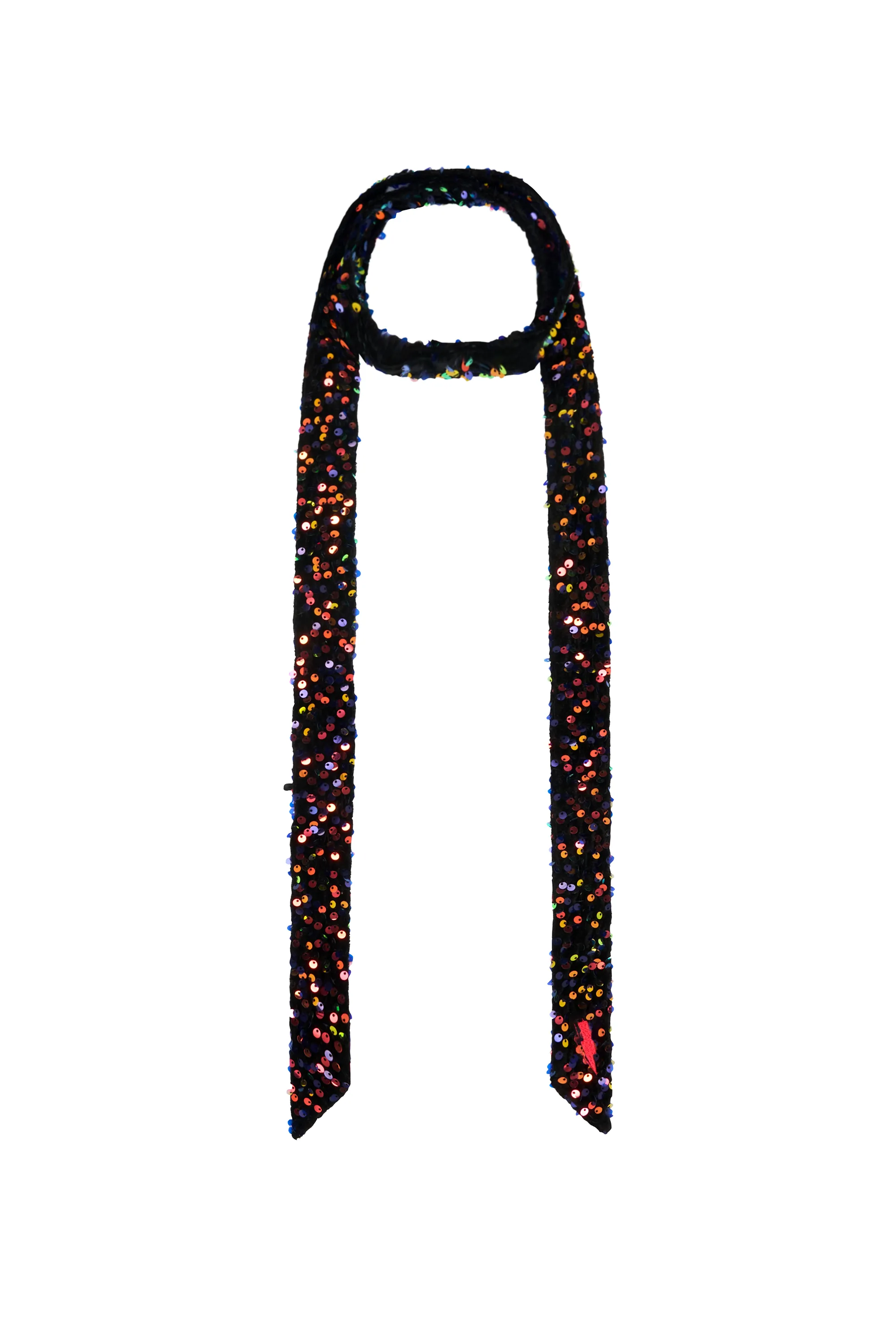 Navy Velvet Sequin Surplus Fabric Skinny Neck Tie