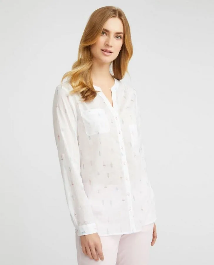 Notch Neck Lollipop Voile Blouse