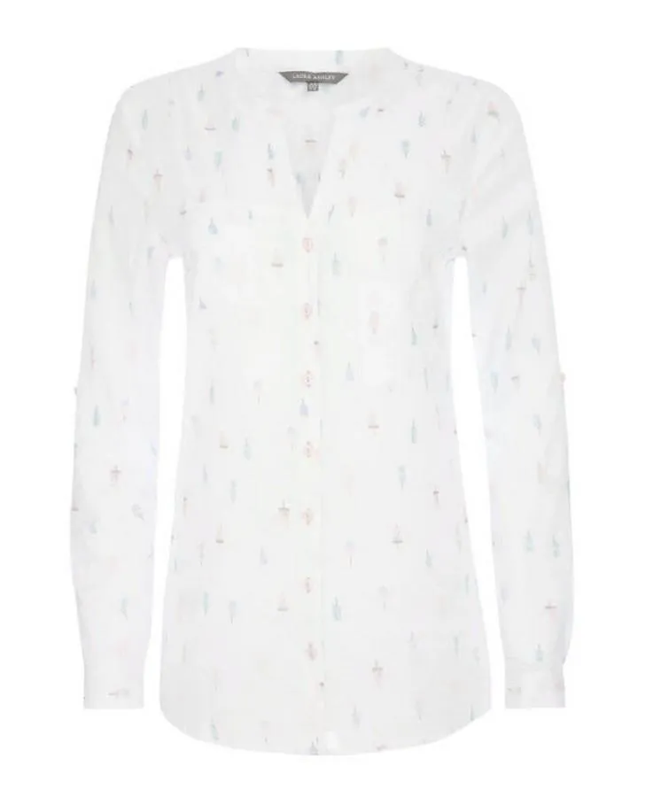 Notch Neck Lollipop Voile Blouse