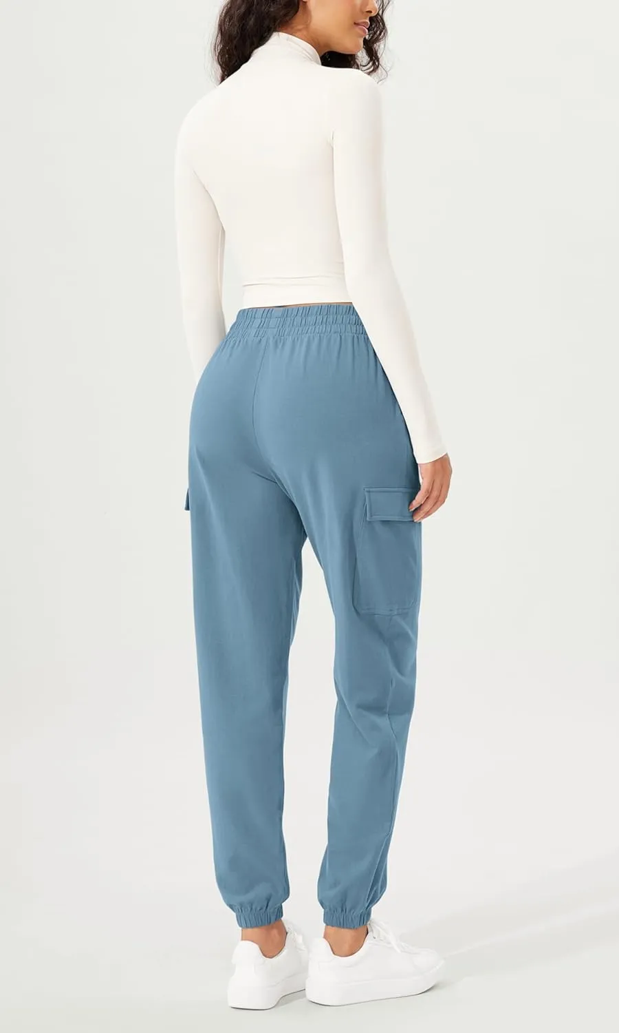 ODODOS Cargo Jogger Pants for Women Purevibe Cotton Mid Waist Track Cuff Lounge Sweatpant with Pockets