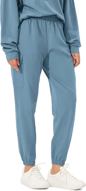 ODODOS Cargo Jogger Pants for Women Purevibe Cotton Mid Waist Track Cuff Lounge Sweatpant with Pockets