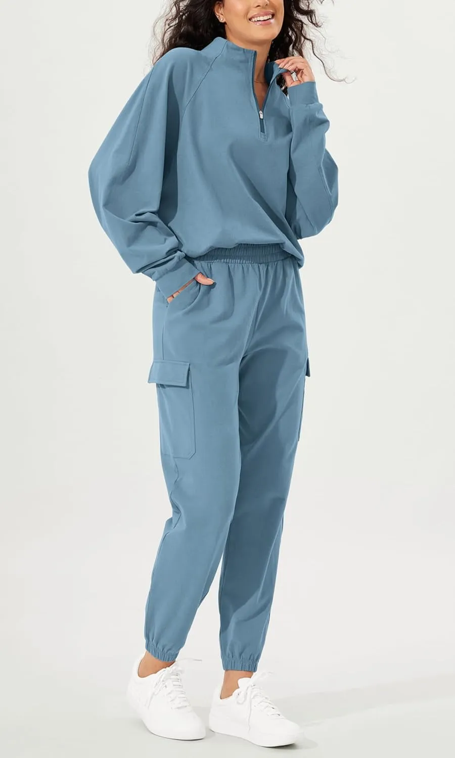 ODODOS Cargo Jogger Pants for Women Purevibe Cotton Mid Waist Track Cuff Lounge Sweatpant with Pockets