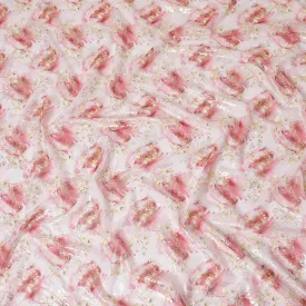 Off white Premium cotton voile fabric with multicolor print having golden foil print in floral design-D13165