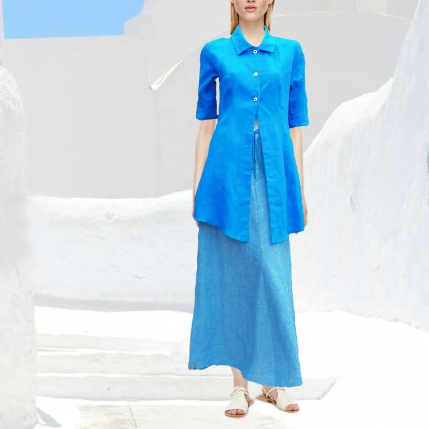 Organic katoenen voile blouse-jurk / organic cotton voile shirt-dress