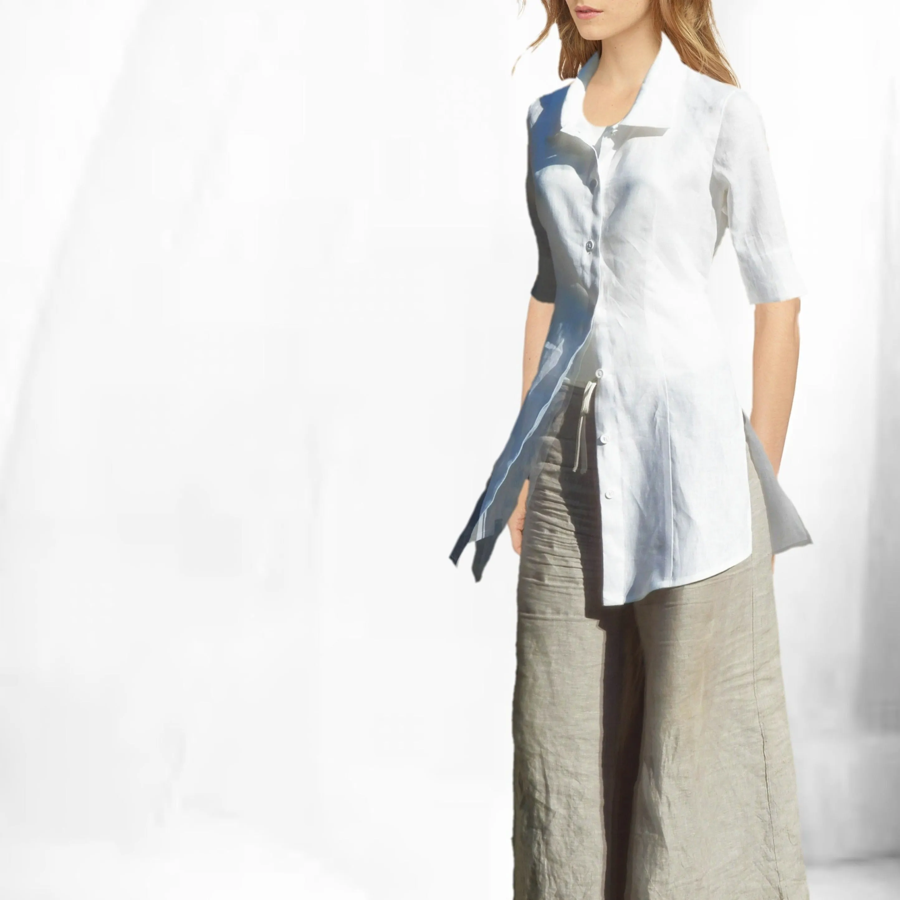 Organic katoenen voile blouse-jurk / organic cotton voile shirt-dress
