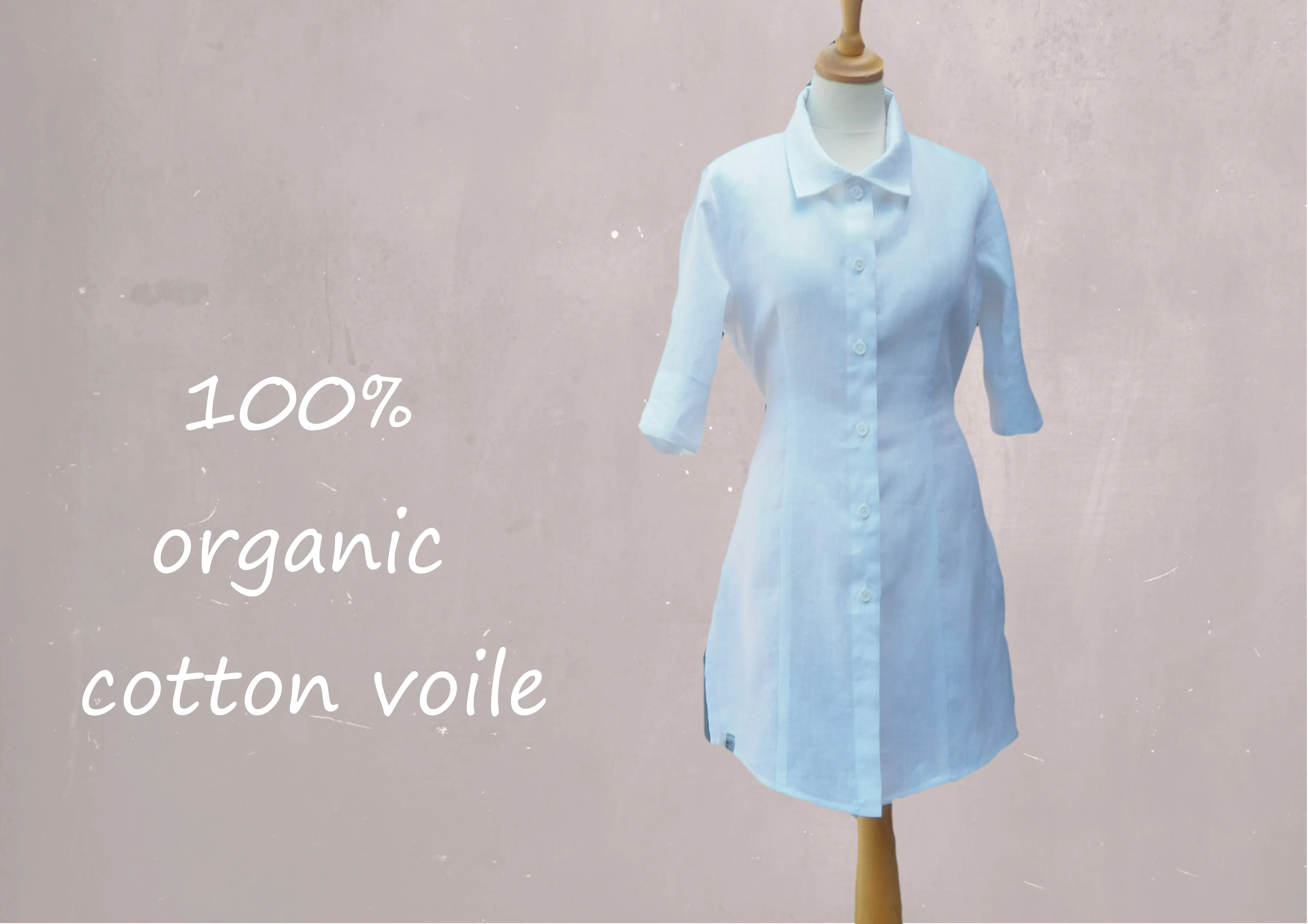 Organic katoenen voile blouse-jurk / organic cotton voile shirt-dress