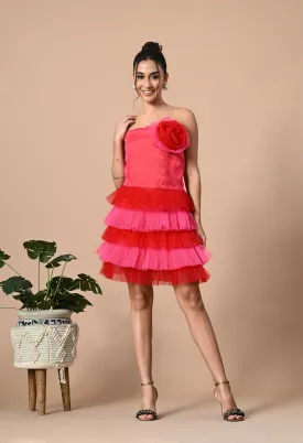 Pankh Rosette Tiered Ruffle Dress