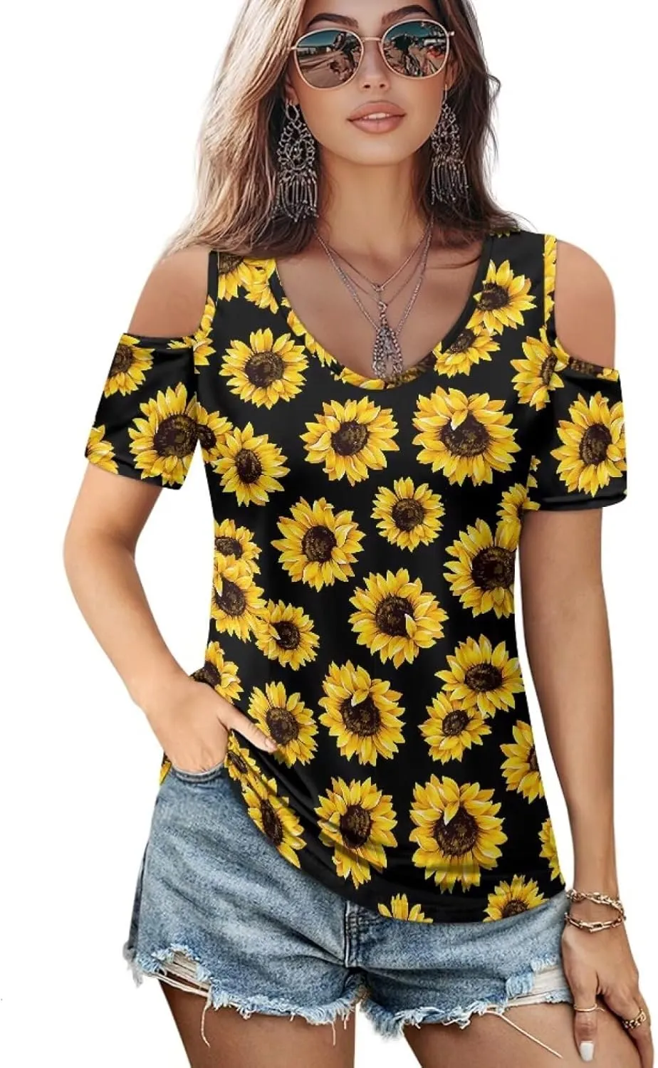 PinUp Angel Women Casual Tops Cut Out Cold Shoulder Short Sleeve T Shirts Fashion Summer Tunic Blouse Shirts