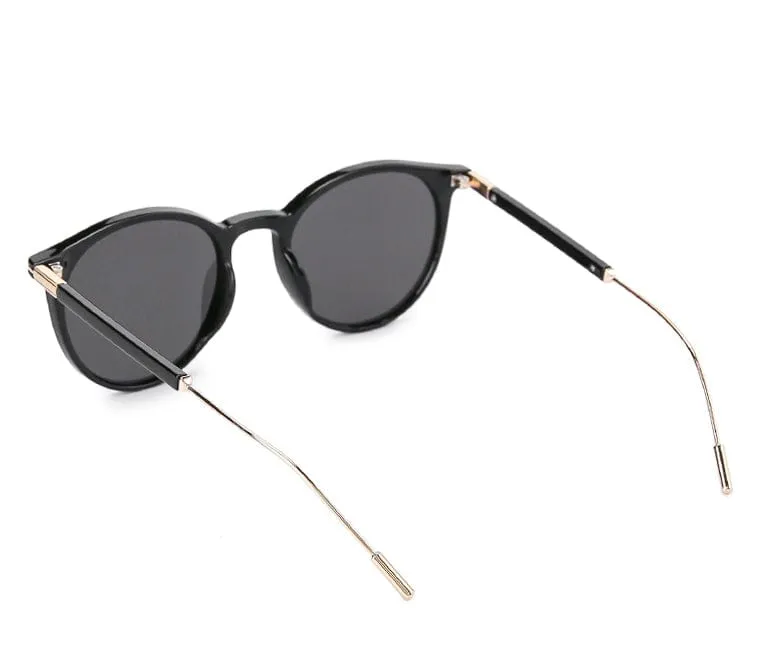Polarized Stainless Frame Apollo Round Sunglasses - Black Gold