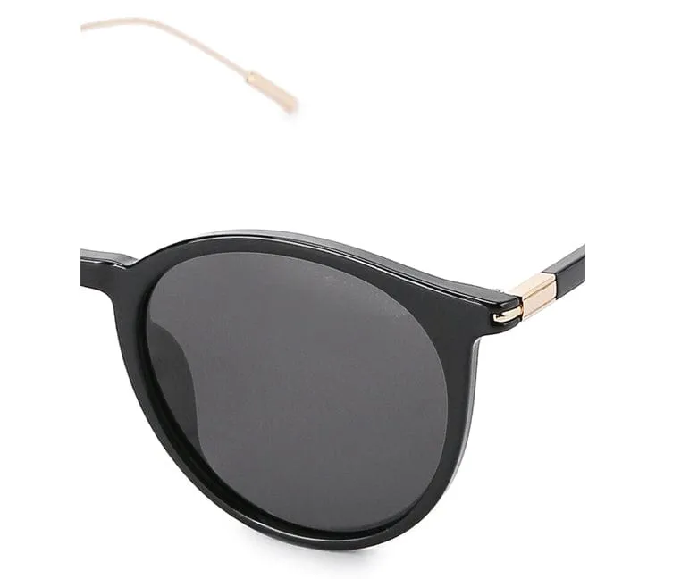 Polarized Stainless Frame Apollo Round Sunglasses - Black Gold