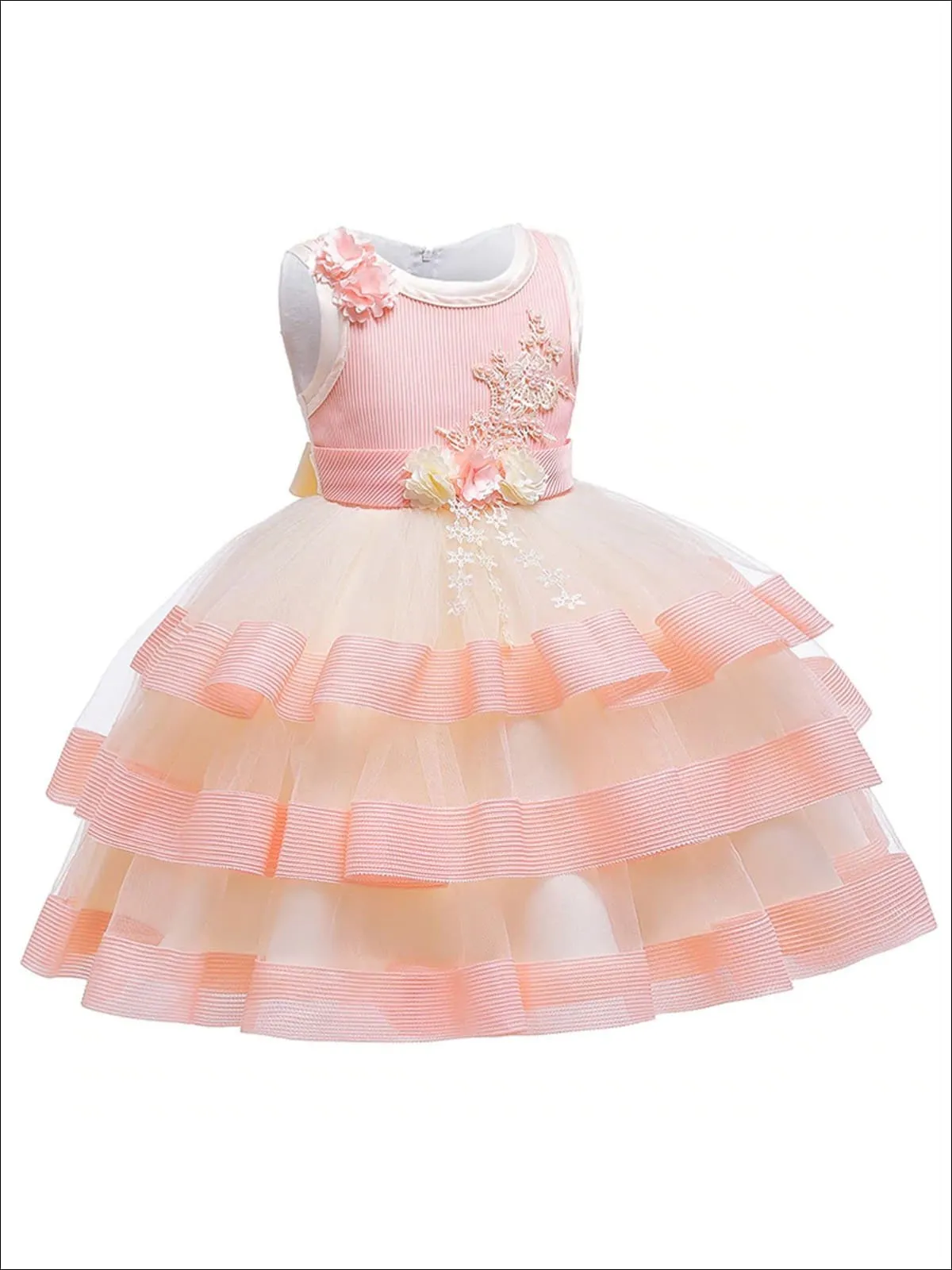 Precious Princess Floral Embroidered Tiered Dress