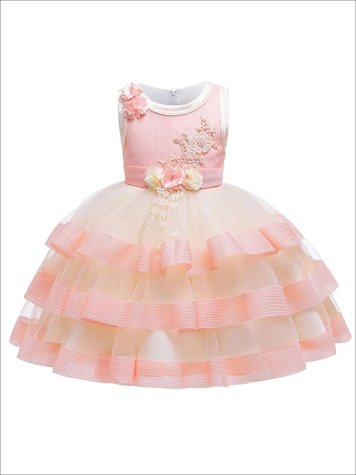 Precious Princess Floral Embroidered Tiered Dress