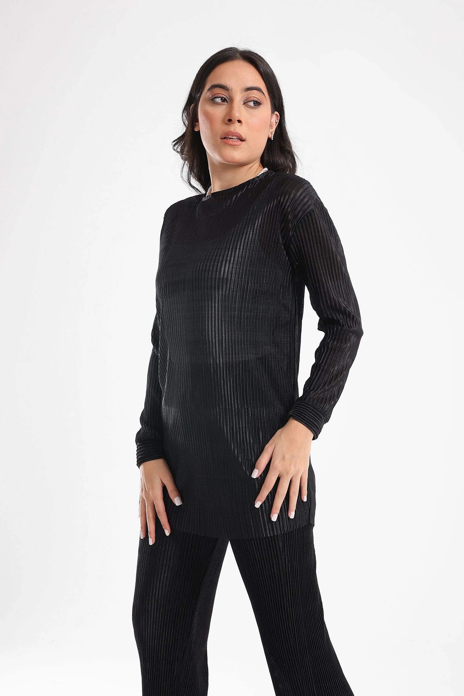Ribbed Voile Blouse