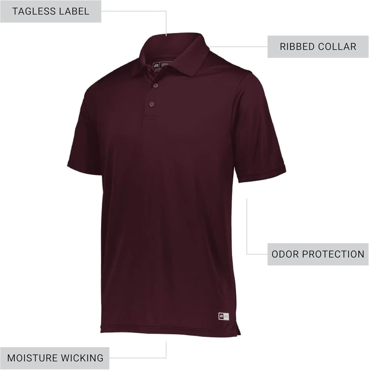 Russell Athletic Men's Power Performance Polo-Premium Dri-fit Shirt, Perfect for Golf, Tennis, and Athletic Activities