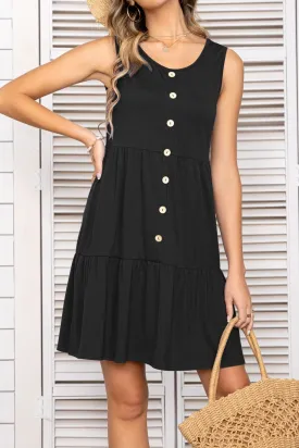 Scoop Neck Sleeveless Tiered Dress