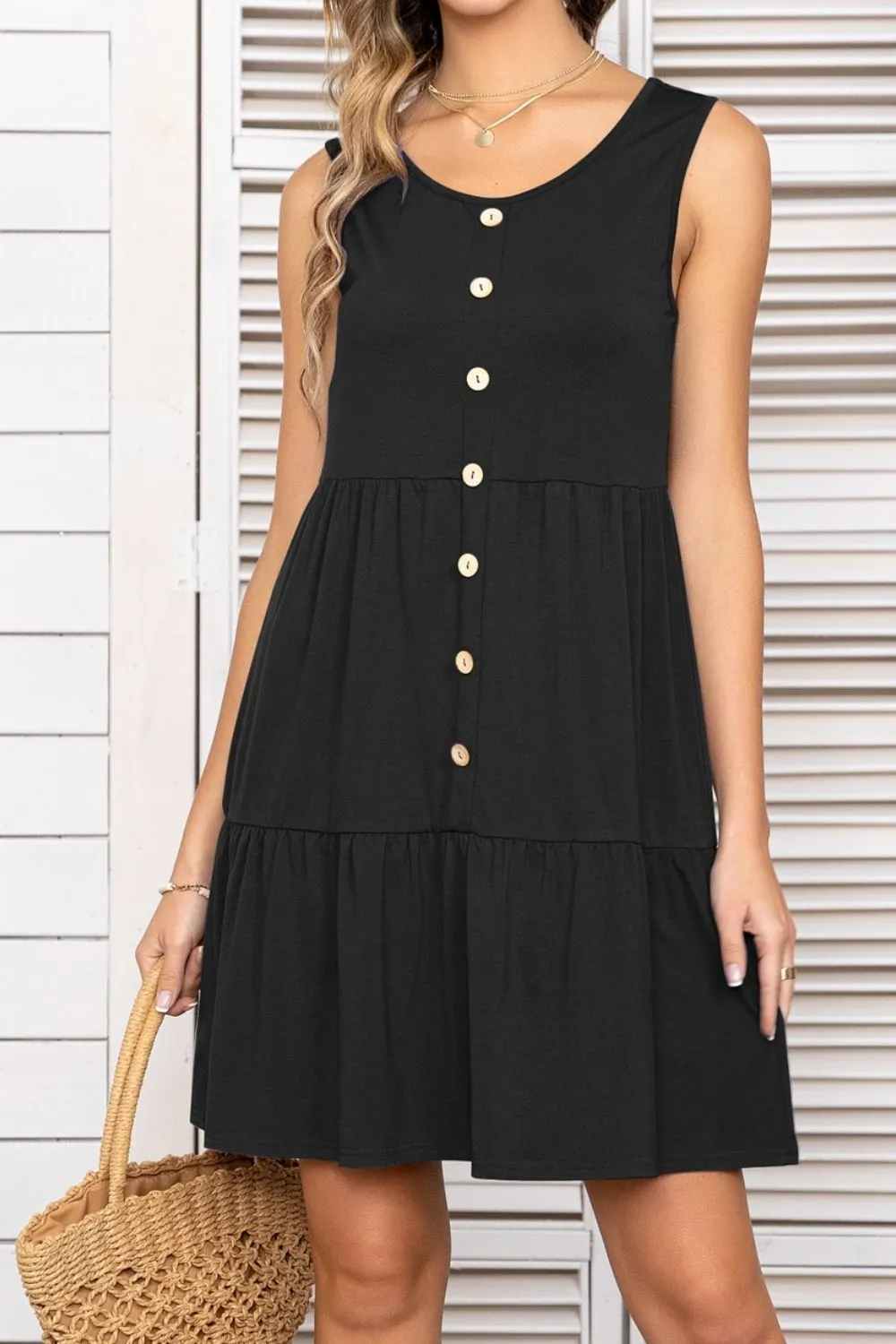 Scoop Neck Sleeveless Tiered Dress