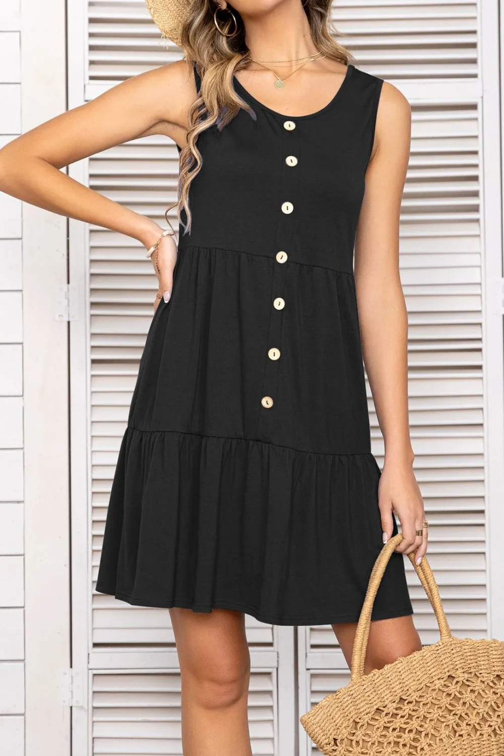 Scoop Neck Sleeveless Tiered Dress