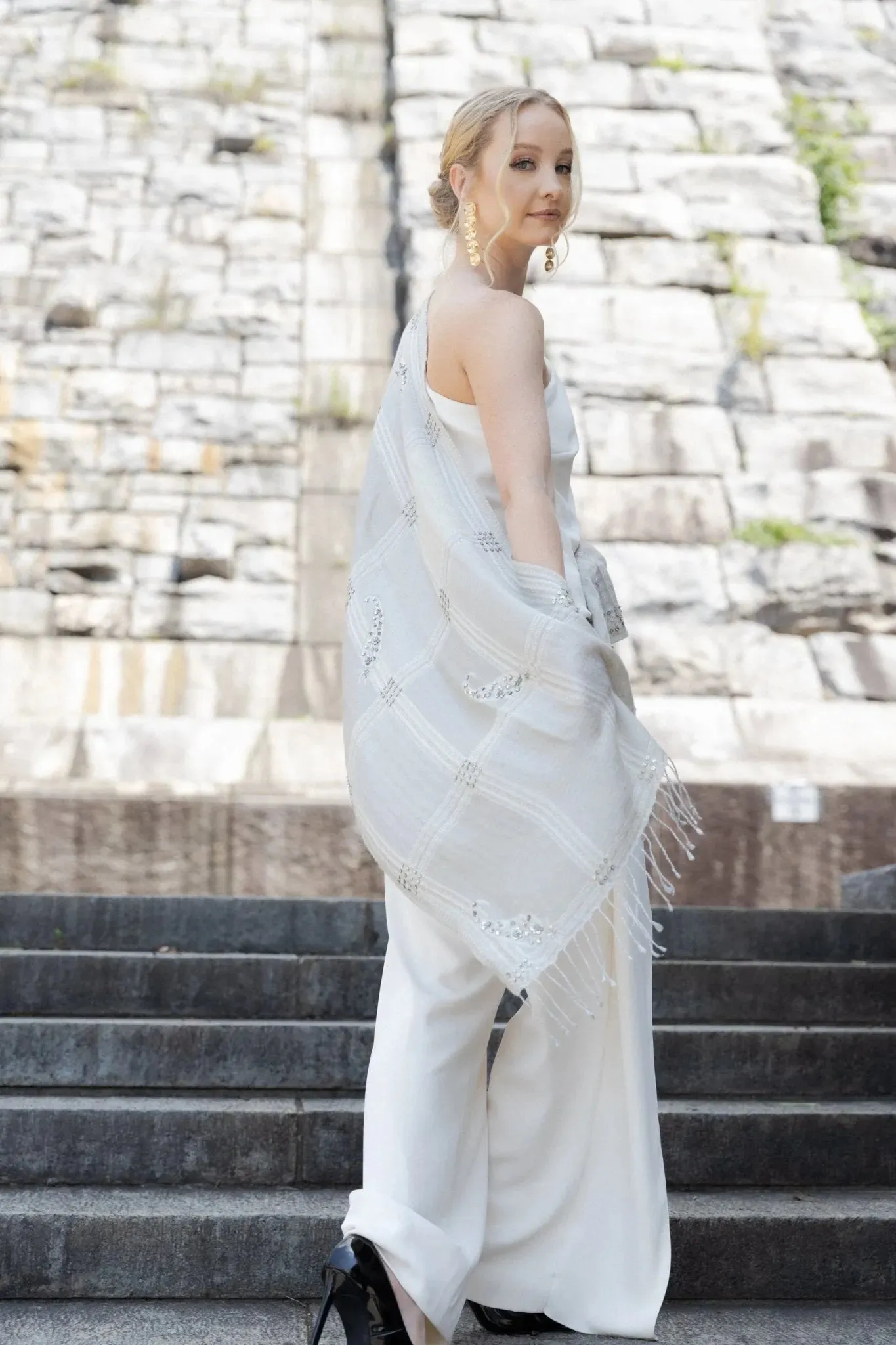 Sequin Oversized Block Scarf