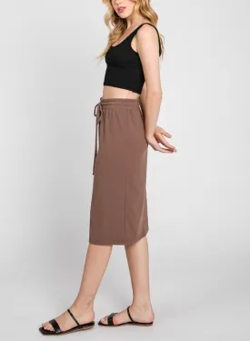 Sunday Set with Crop Top and Elastic Waistband in Light Brown