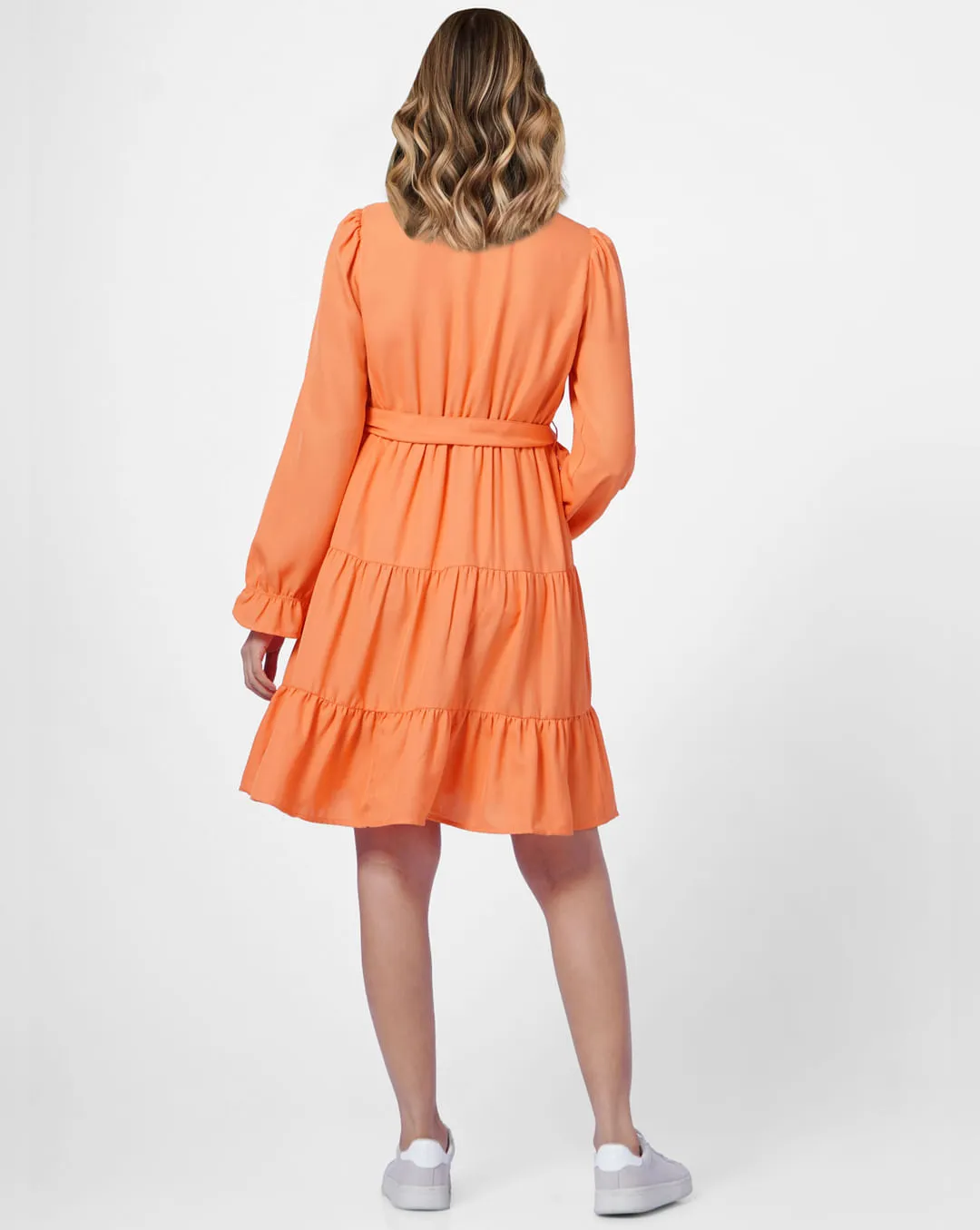 Sunset Orange Tiered Dress
