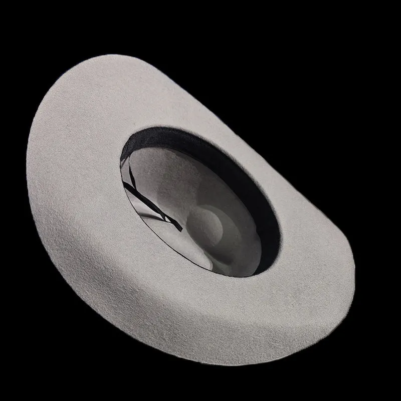 Sunset Rider Cowboy Hat in Light Grey with Brown and Black Bands