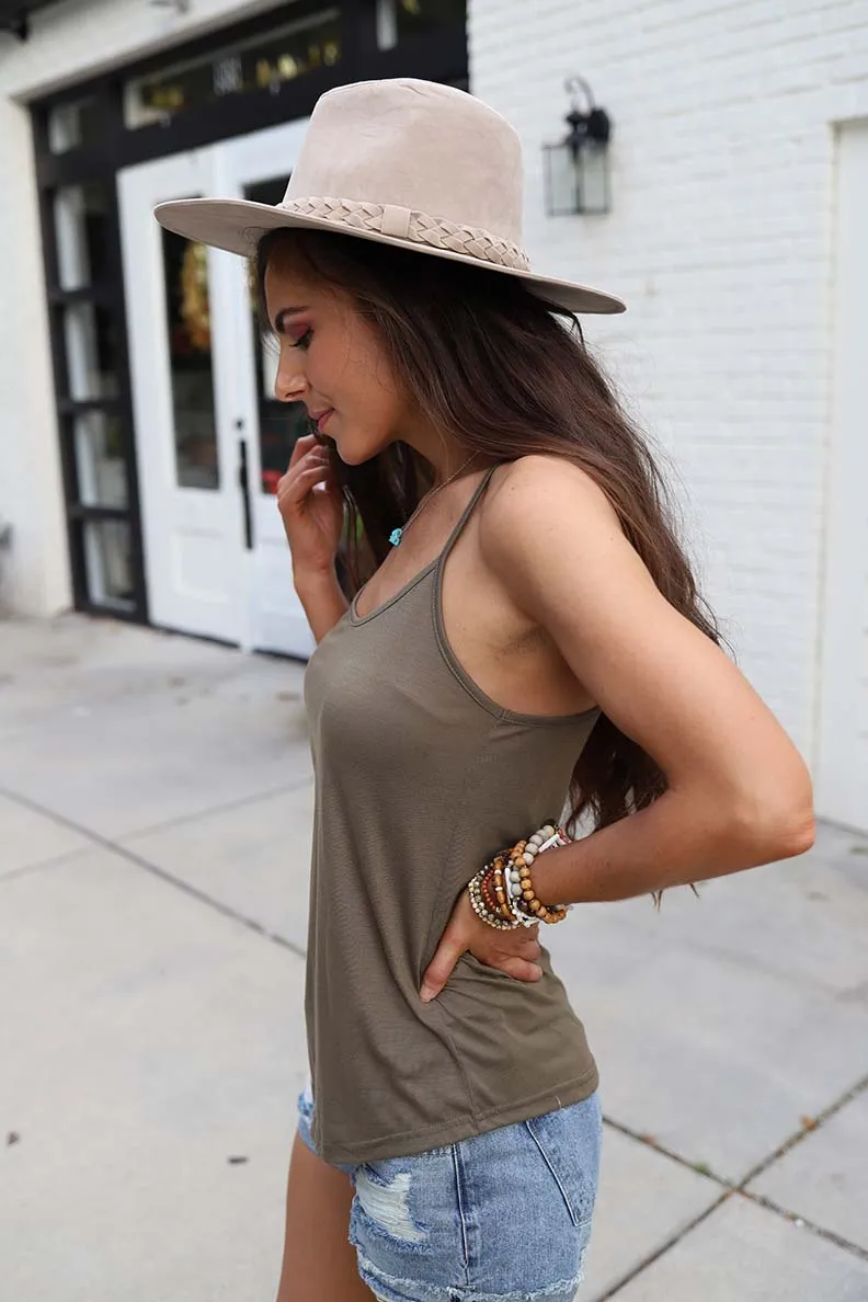 The Lexi Razorback Basic Cami Tank- Olive